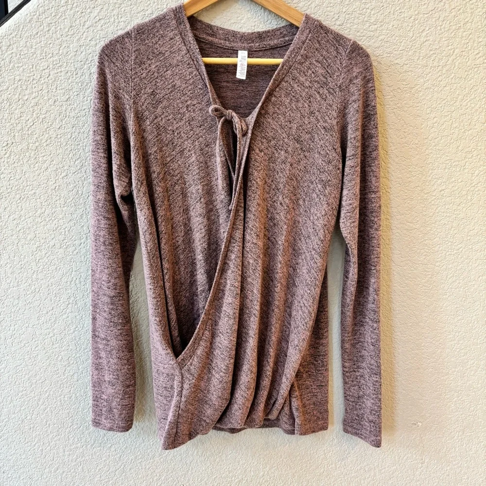 Latched Mama Tie-Front Nursing Sweater in Heather mauve XS - Picture 1 of 3
